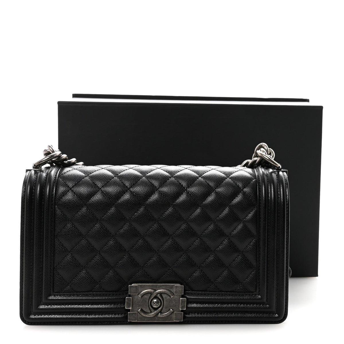 Caviar Quilted Medium Boy Flap Black