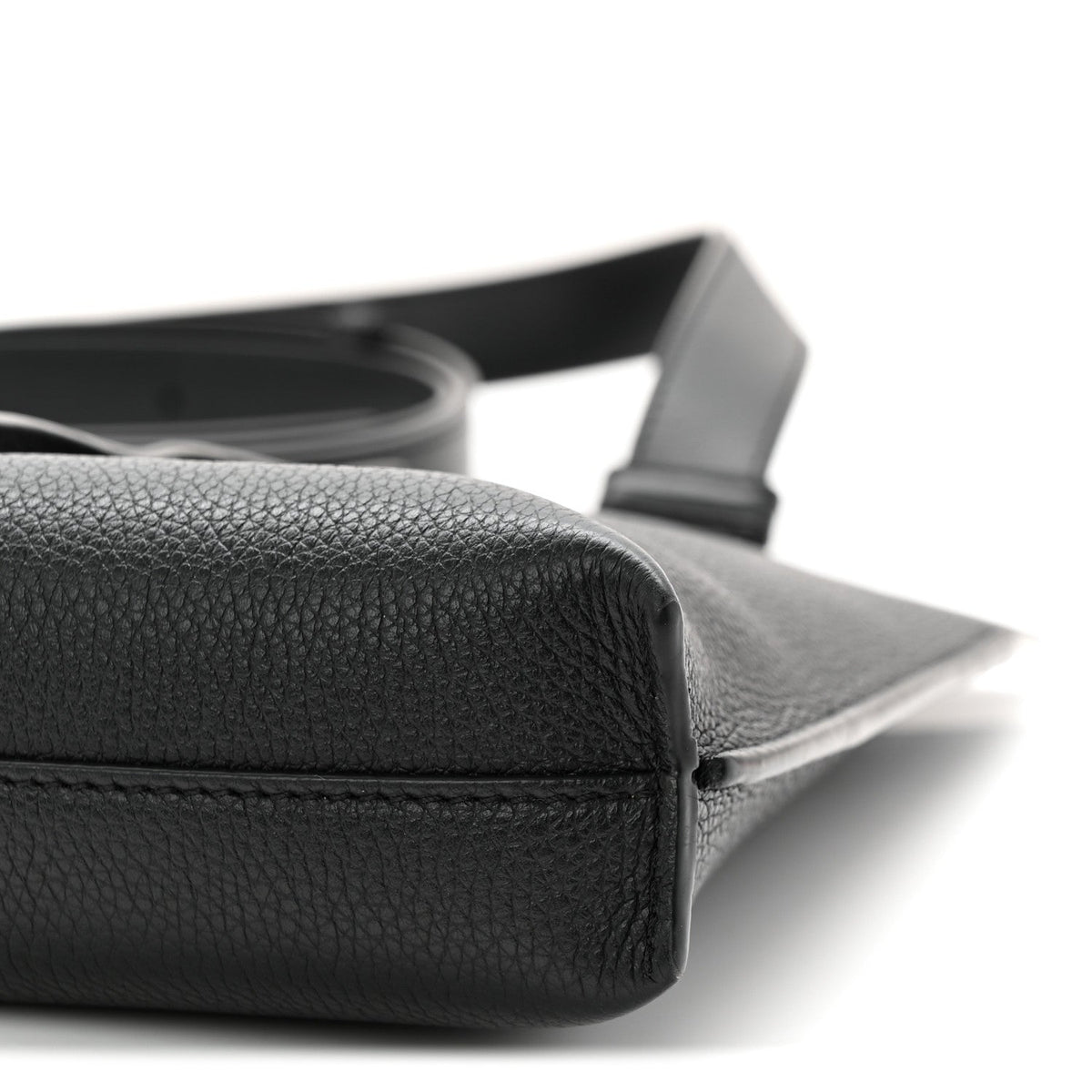 Soft Grained Calfskin Vertical T-Pocket Crossbody Bag Black