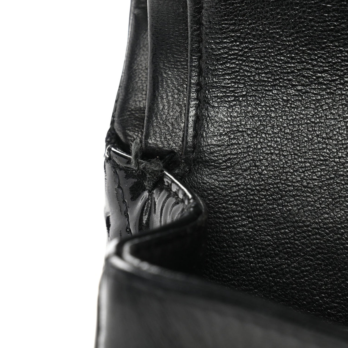 Patent Quilted Medium Double Flap Black