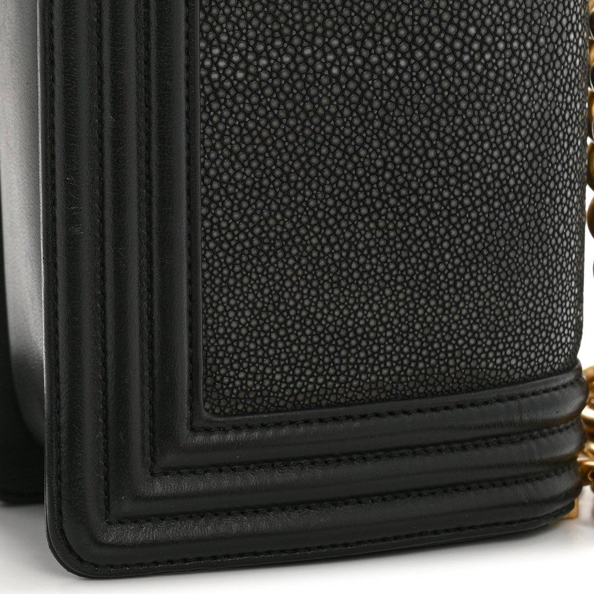 Galuchat Stingray Small Boy Flap Black