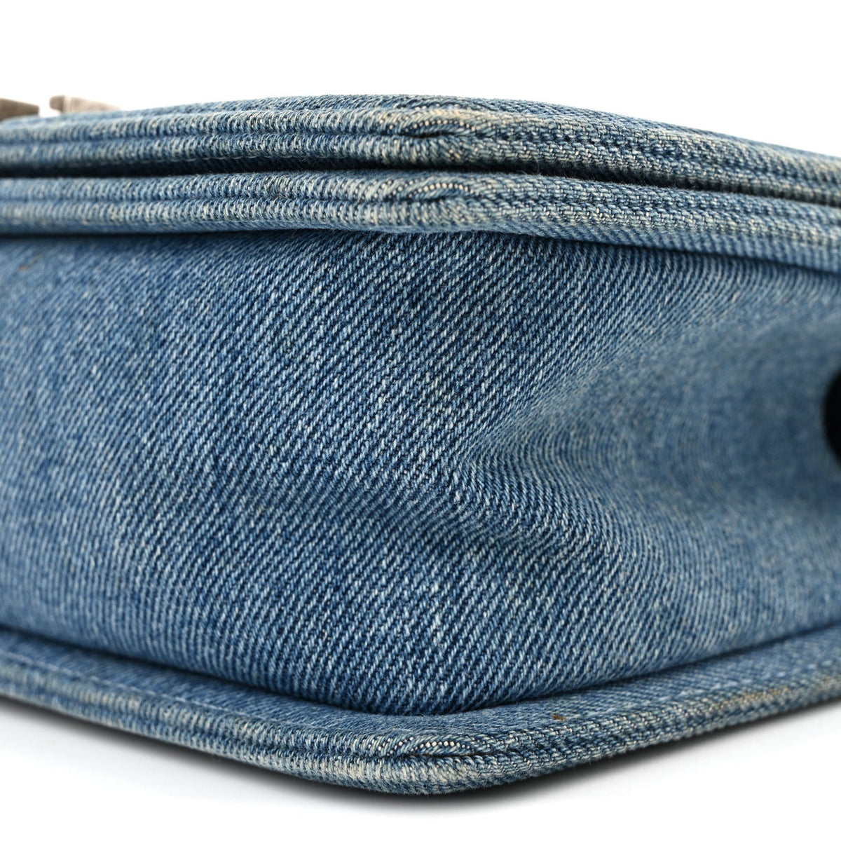 Denim Quilted Medium Boy Flap Blue