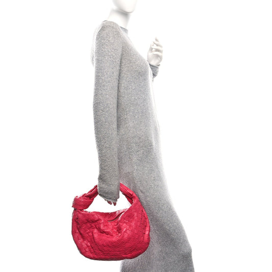 Nappa Intrecciato Teen Jodie Hobo Cranberry