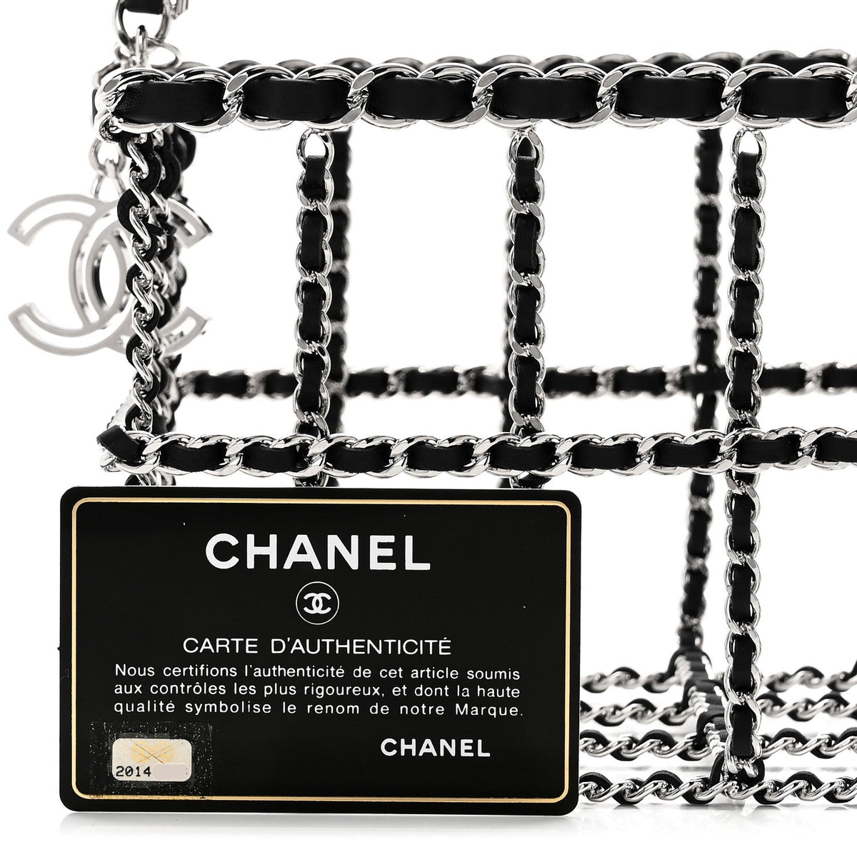 Brass Calfskin Grocery By Chanel Minaudiere Shopping Basket Silver