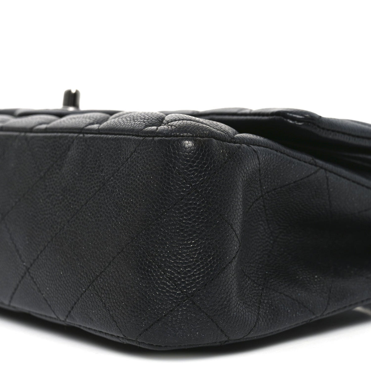 Iridescent Caviar Quilted Medium Double Flap Black