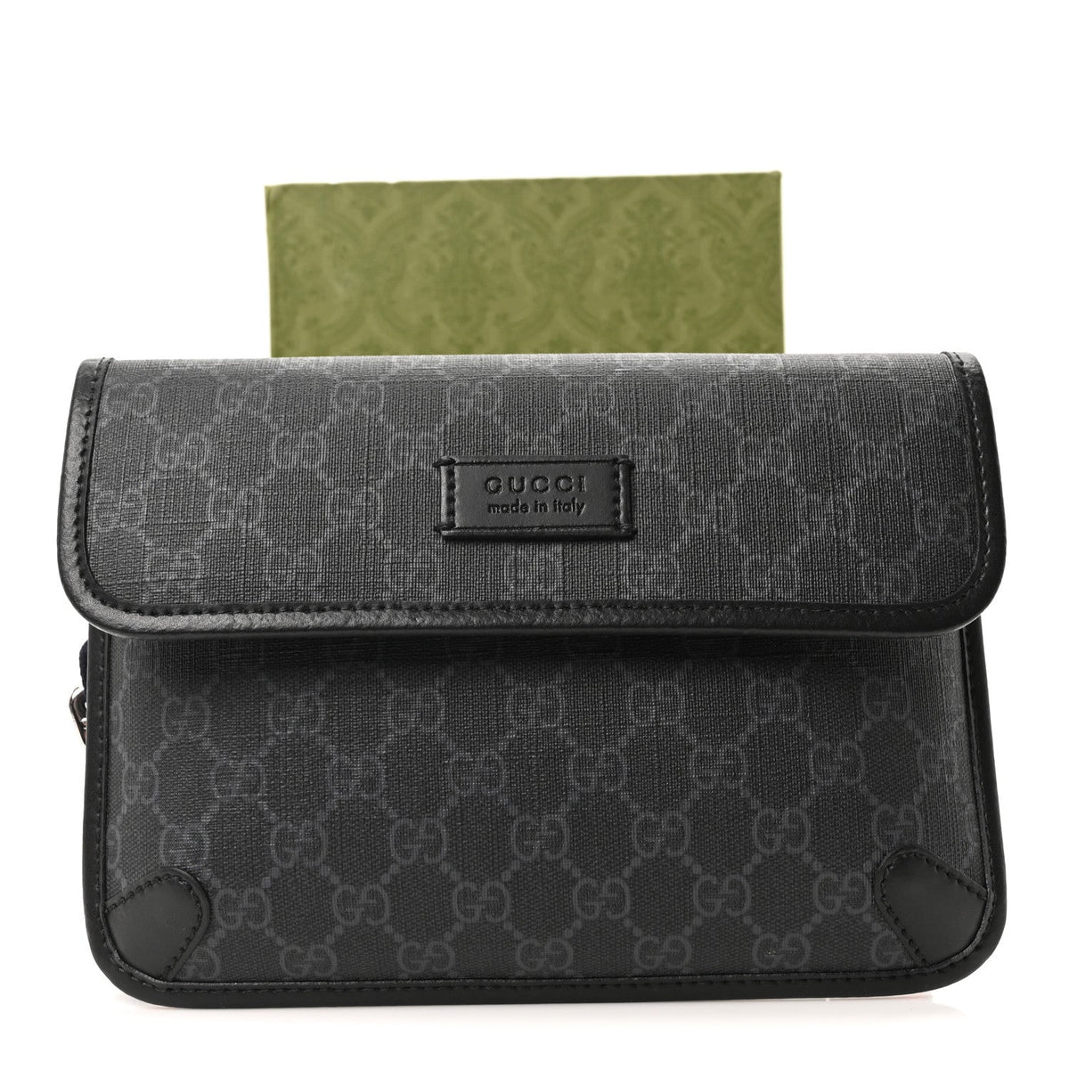 GG Supreme Monogram Web Slim Belt Bag Black Grey