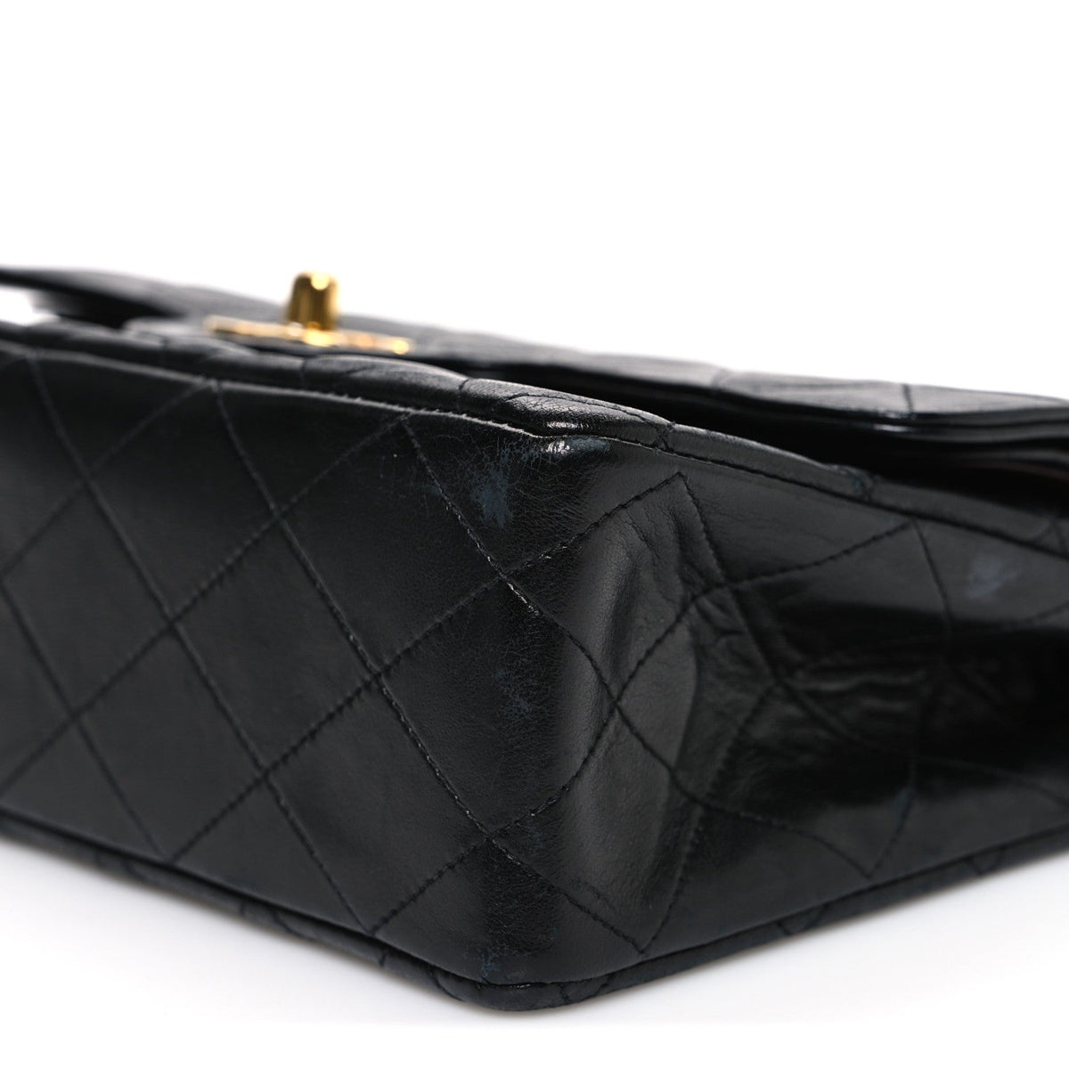 Lambskin Quilted Small Double Flap Black