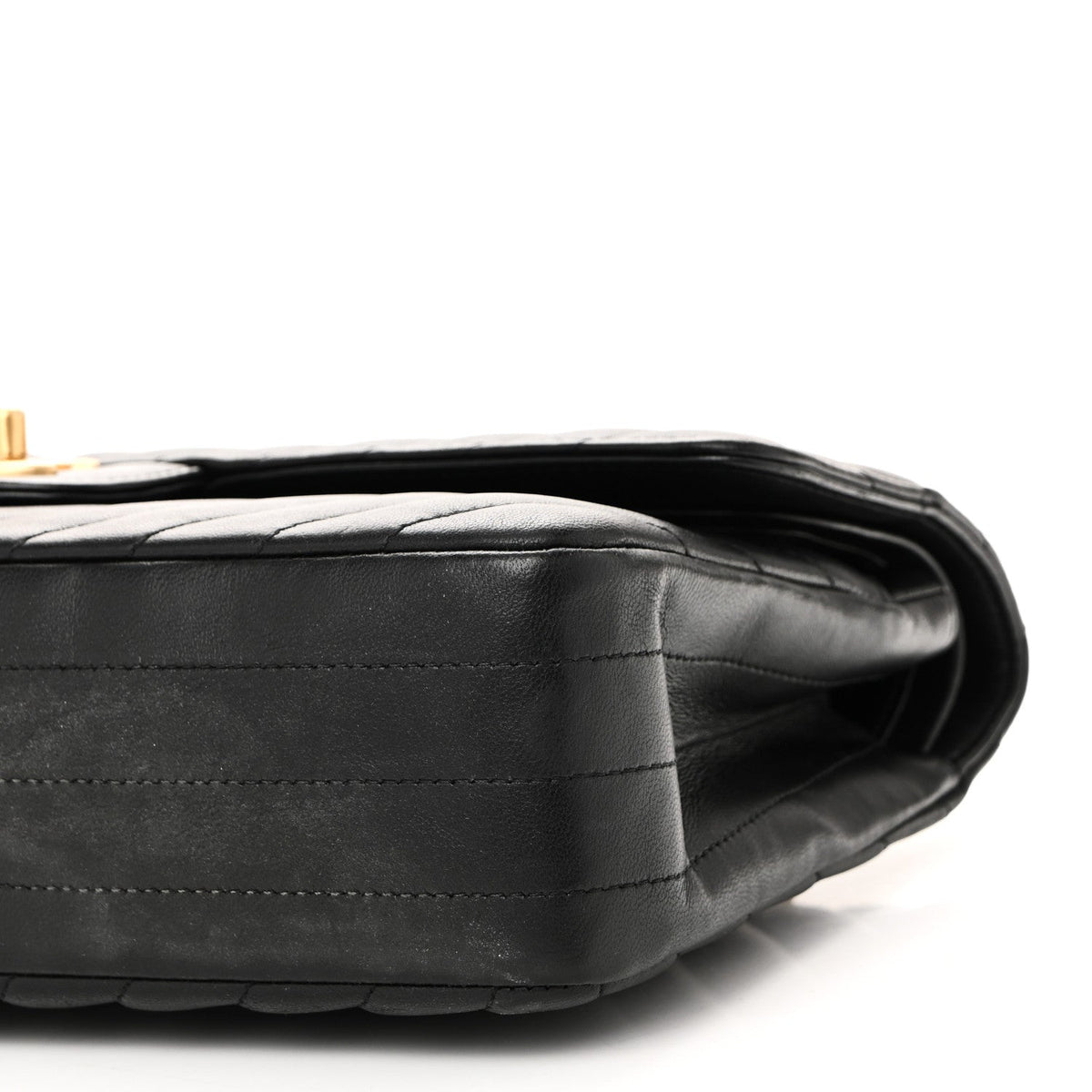 Lambskin Chevron Quilted Medium Double Flap Black