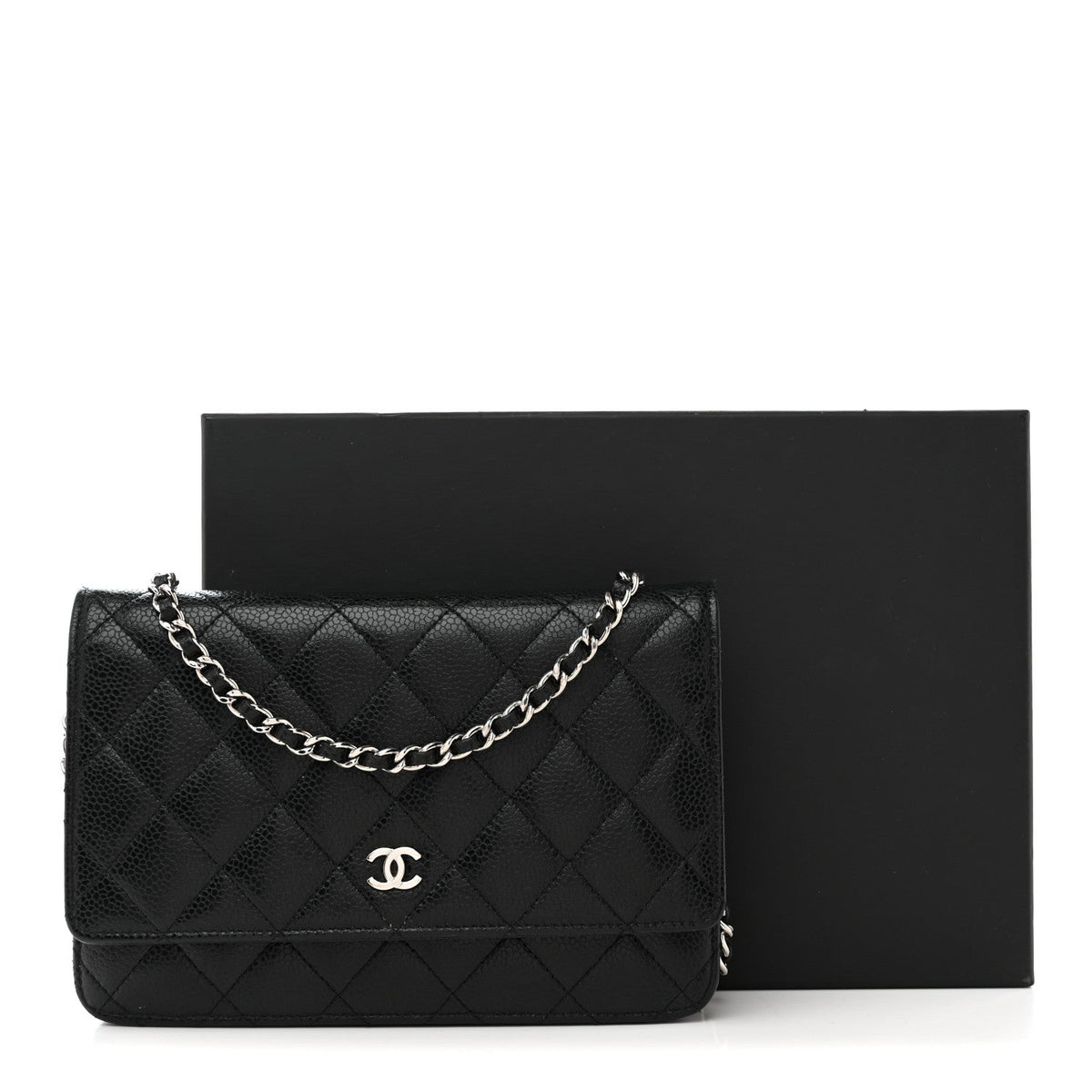 Caviar Quilted Wallet On Chain WOC Black