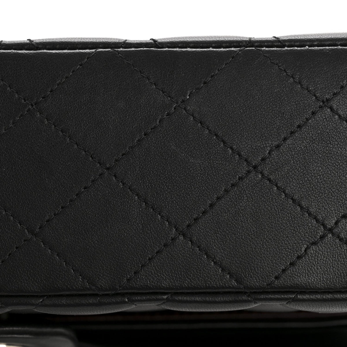 Lambskin Quilted Medium Double Flap Black