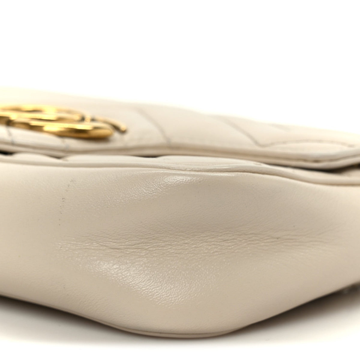 Calfskin Matelasse Super Mini GG Marmont Shoulder Bag White