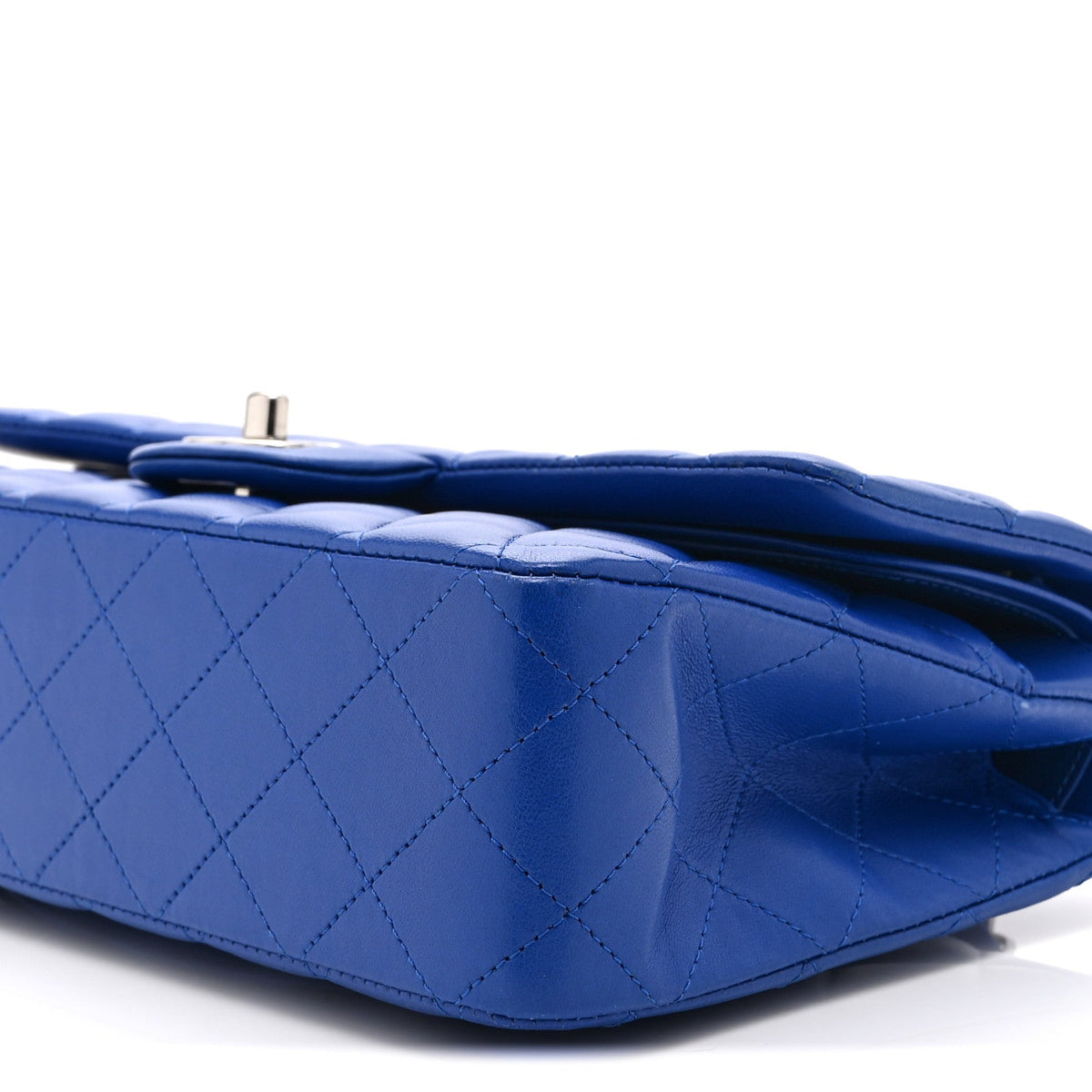 Lambskin Quilted Medium Double Flap Blue