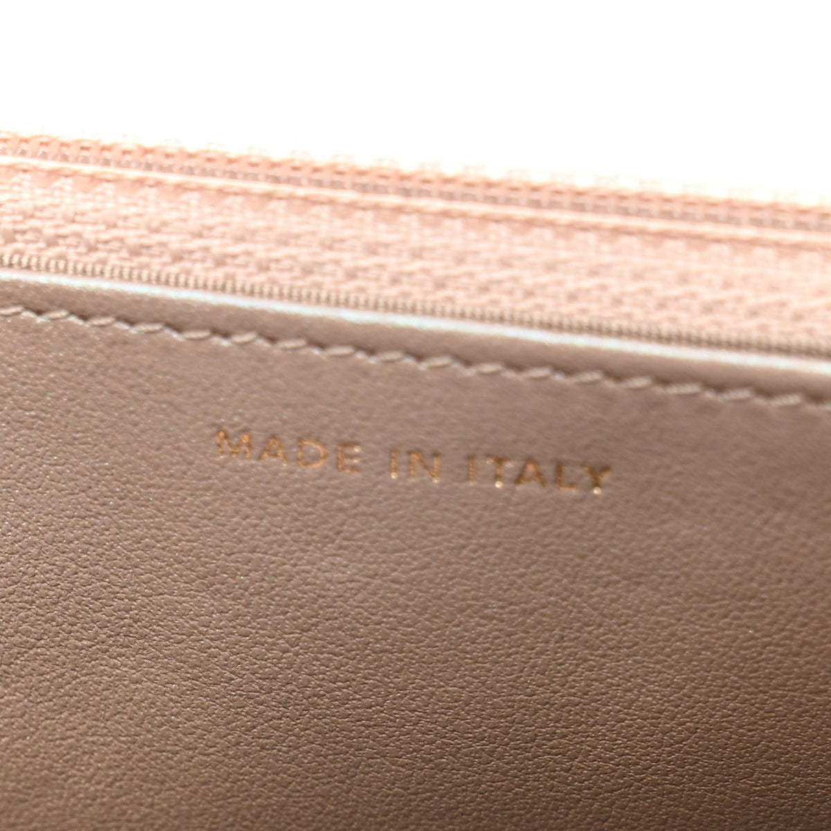 Iridescent Caviar Quilted Wallet on Chain WOC Beige