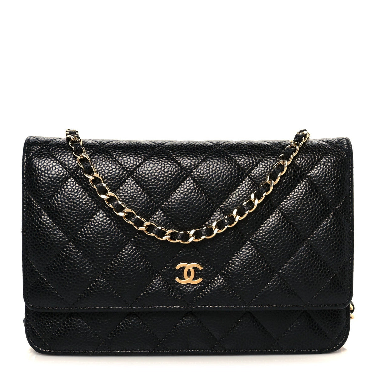 Caviar Quilted Wallet On Chain WOC Black