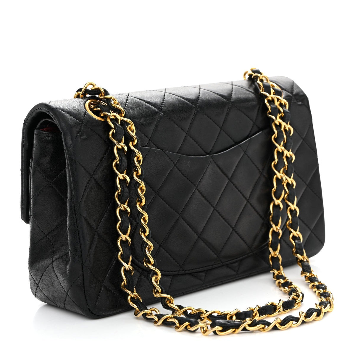 Lambskin Quilted Small Double Flap Black