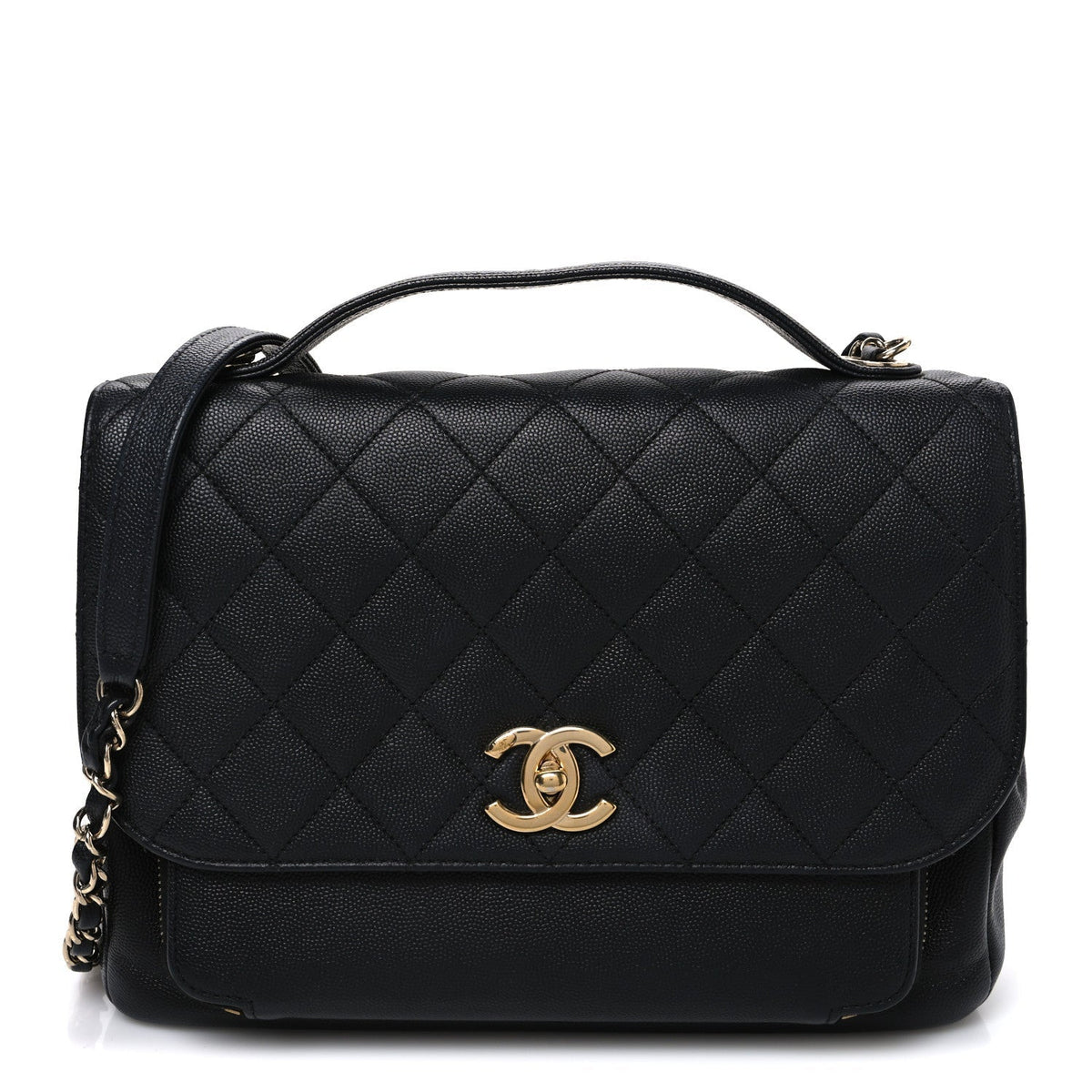 Caviar Quilted Large Business Affinity Flap Black