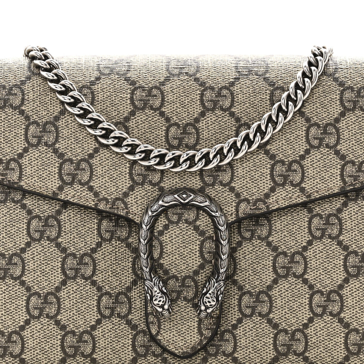 GG Supreme Monogram Mini Dionysus Chain Wallet Beige Taupe