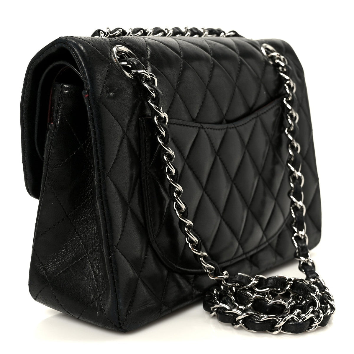 Lambskin Quilted Small Double Flap Black