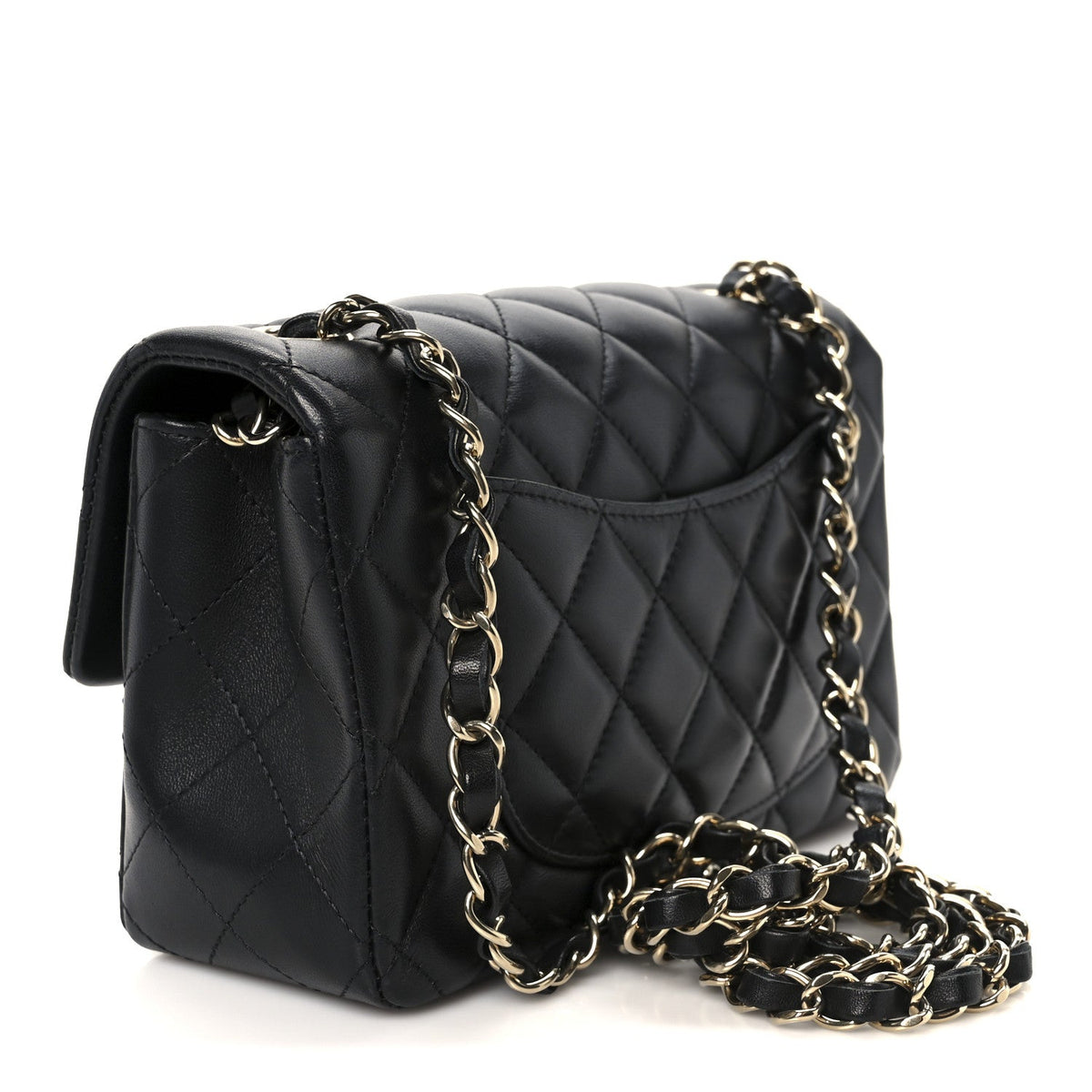 Lambskin Quilted Mini Rectangular Flap Black