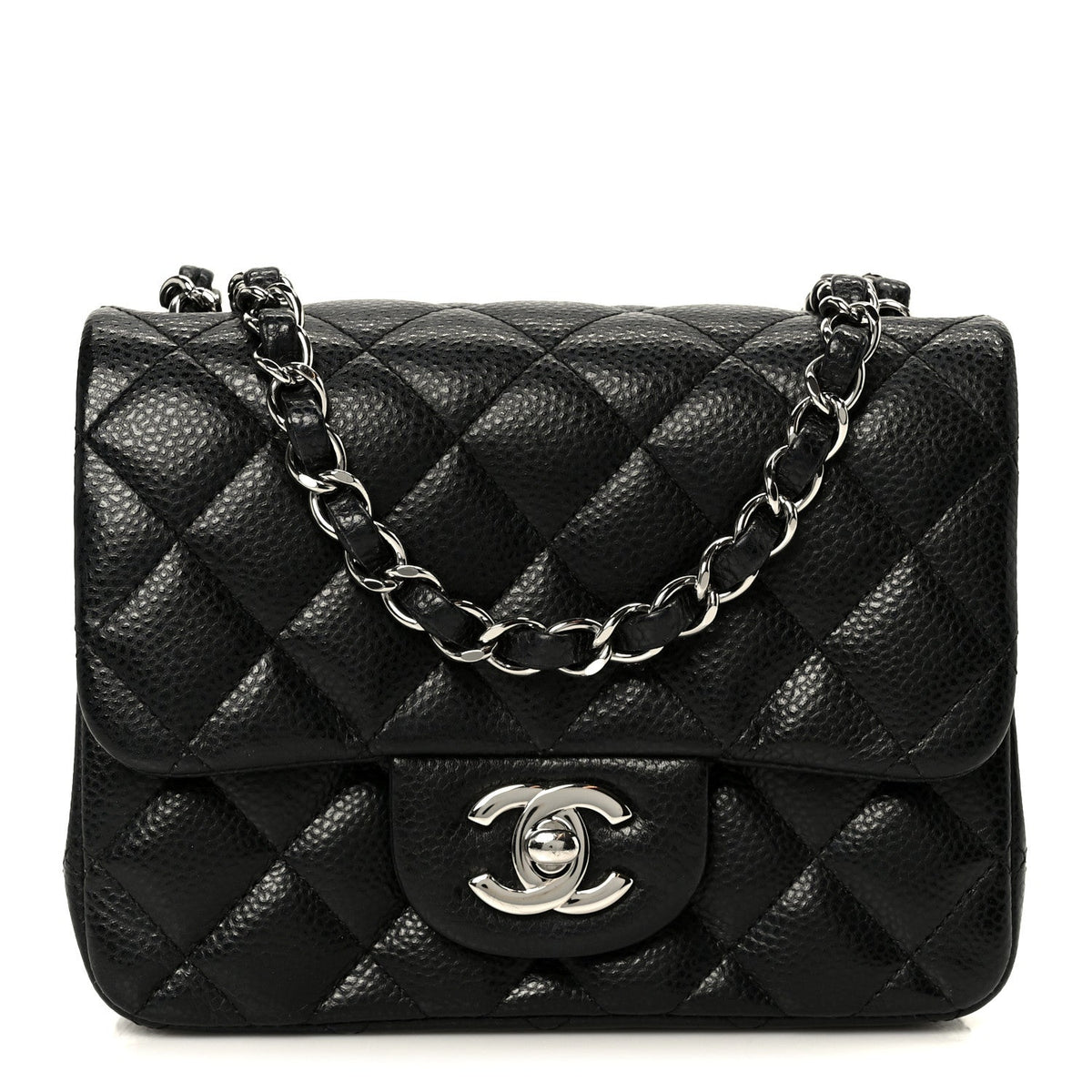Caviar Quilted Mini Square Flap Black
