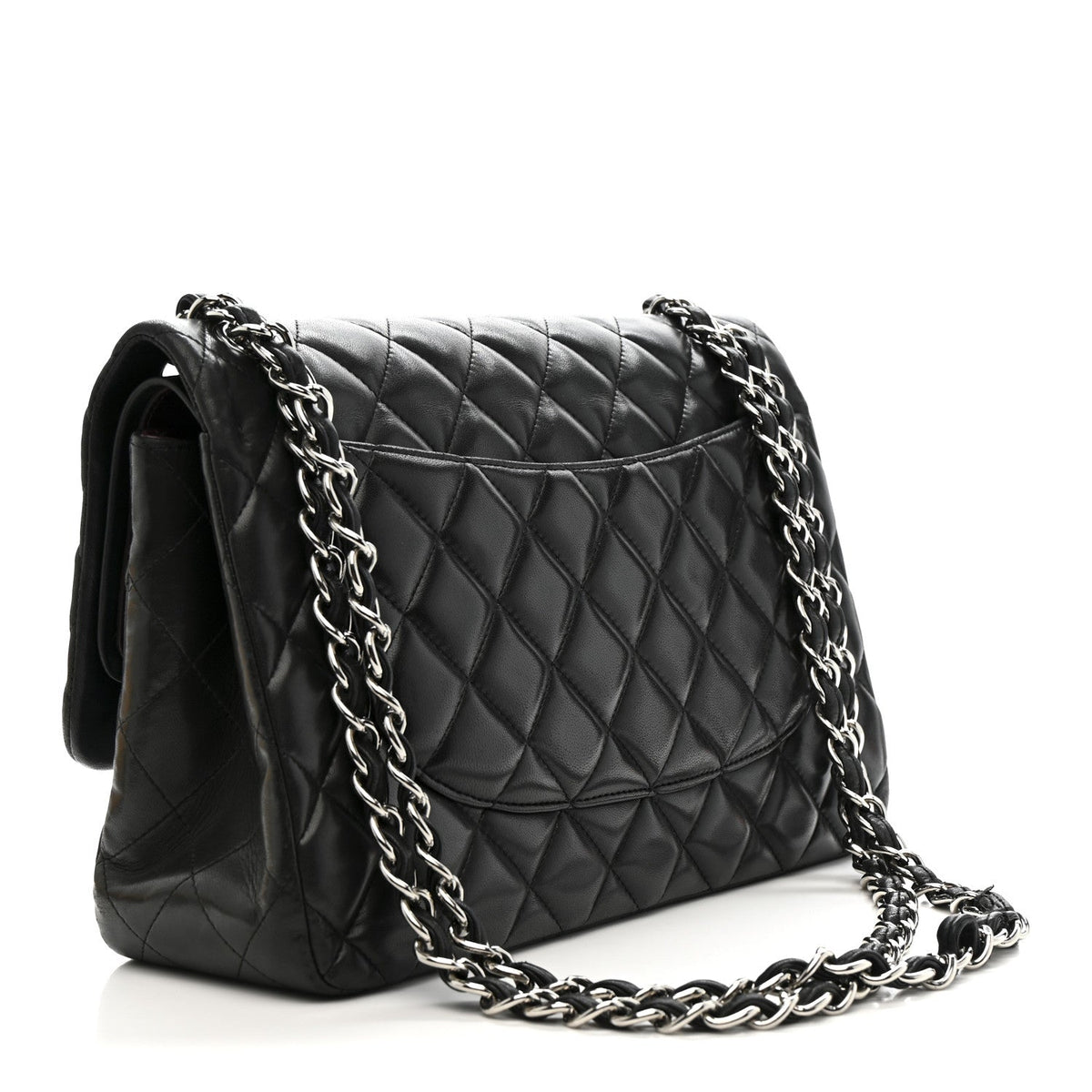Lambskin Quilted Jumbo Double Flap Black