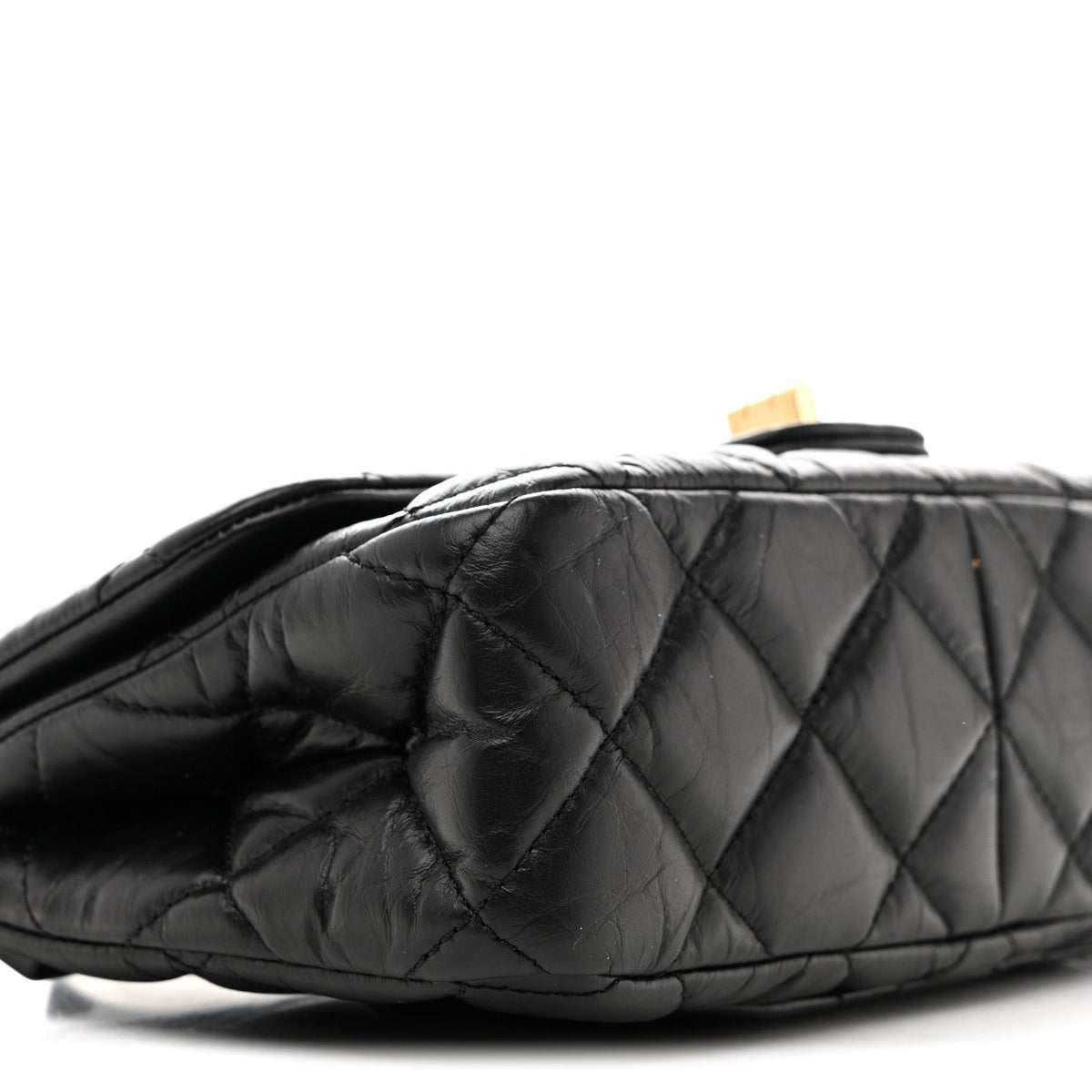 Aged Calfskin Quilted 2.55 Reissue Mini Hanger Flap Black