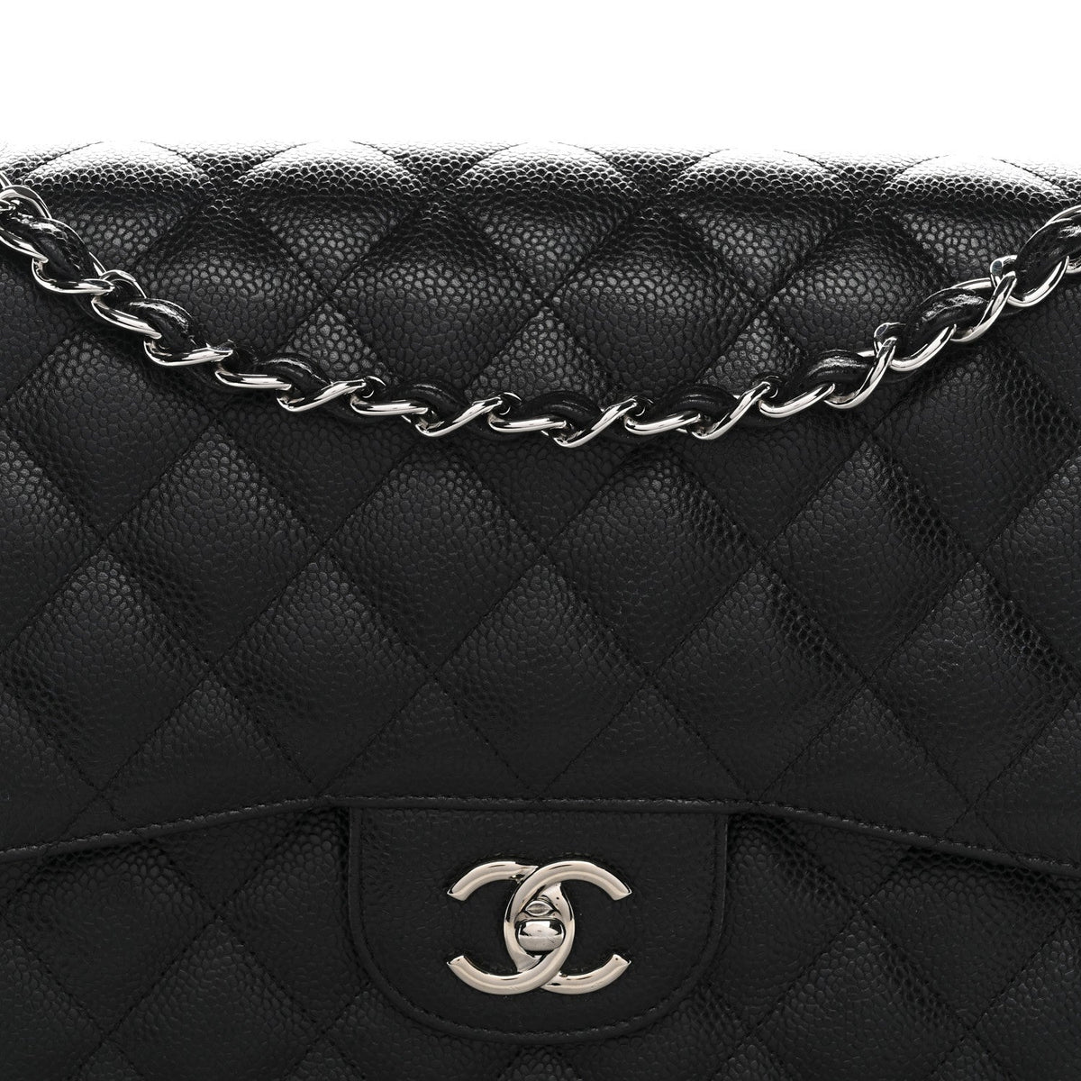 Caviar Quilted Jumbo Double Flap Black