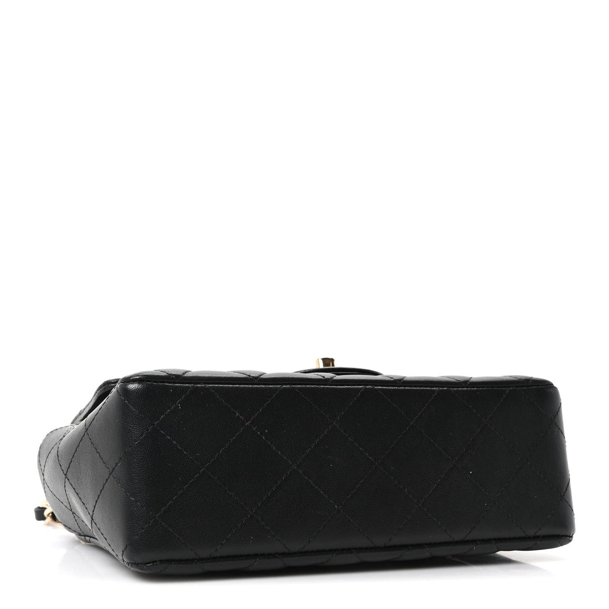 Lambskin Quilted Mini Rectangular Flap Black