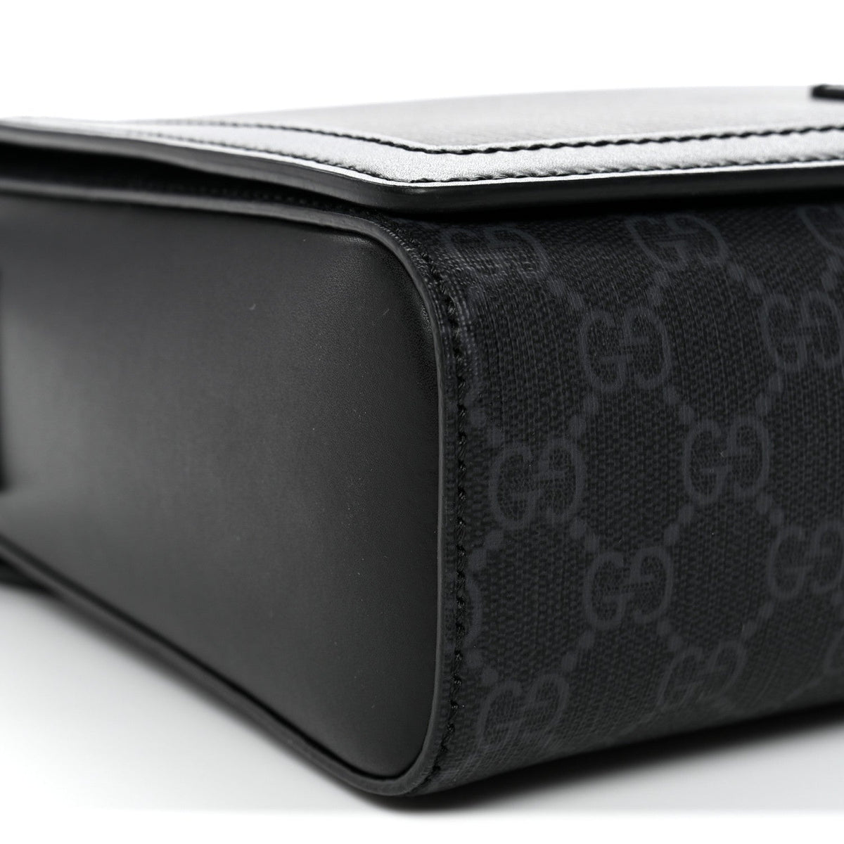 GG Supreme Monogram Appia Calfskin Web Crossbody Bag Black Grey