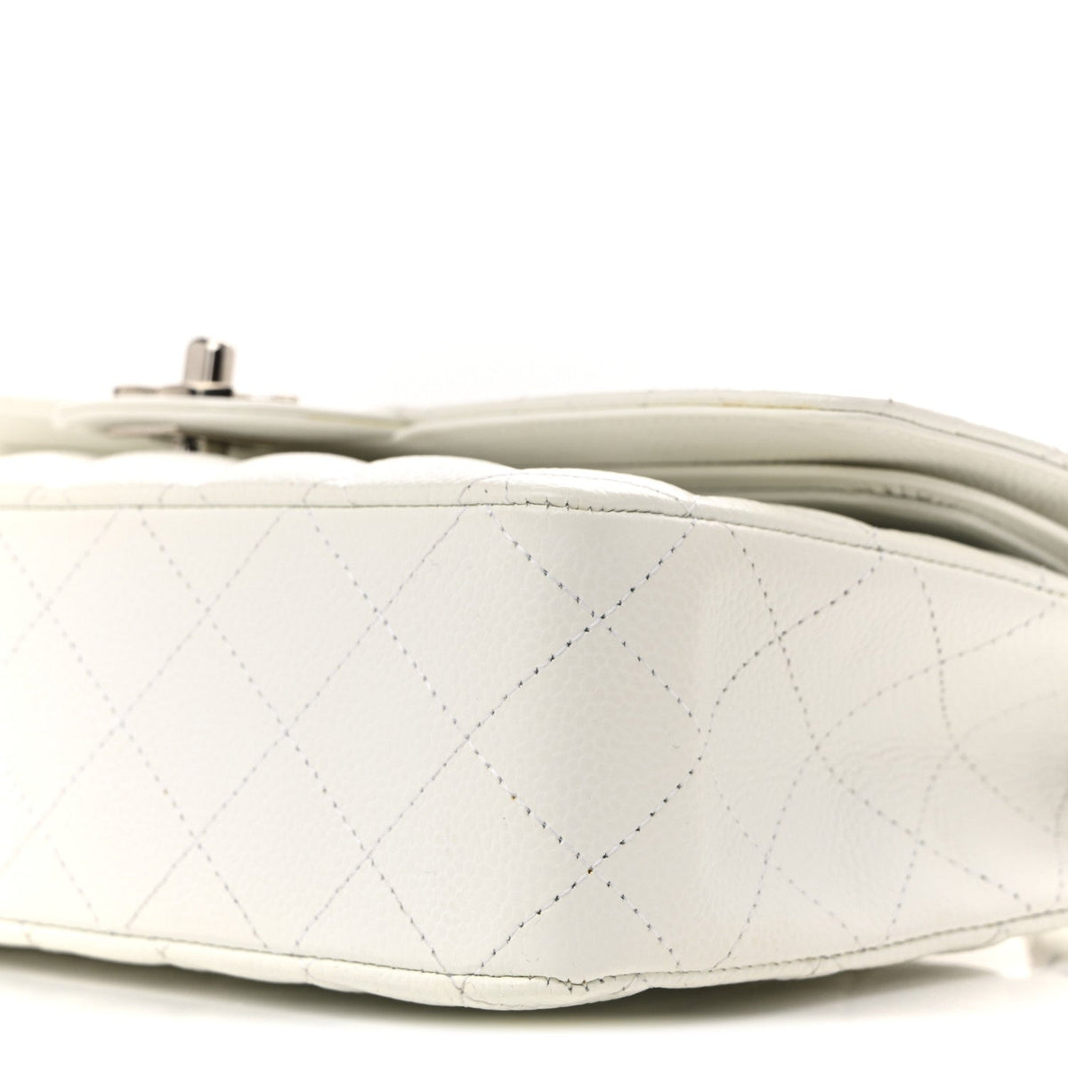Caviar Quilted Medium Double Flap White