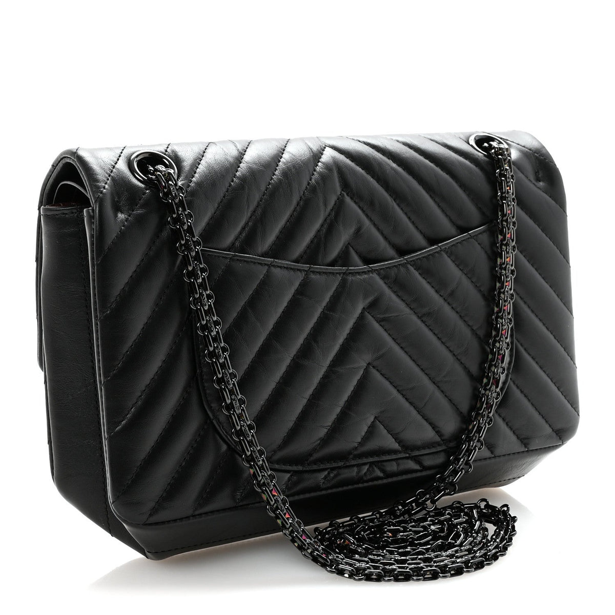 Aged Calfskin Chevron Quilted 2.55 Reissue 225 Flap So Black