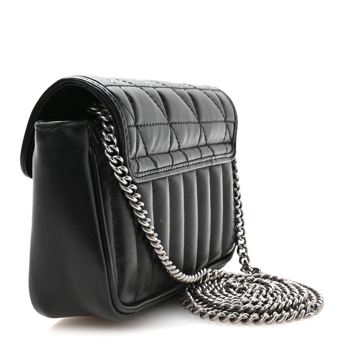 Calfskin Matelasse Aria Super Mini GG Marmont Shoulder Bag Black