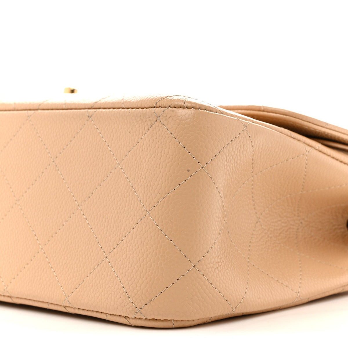 Caviar Quilted Jumbo Double Flap Beige