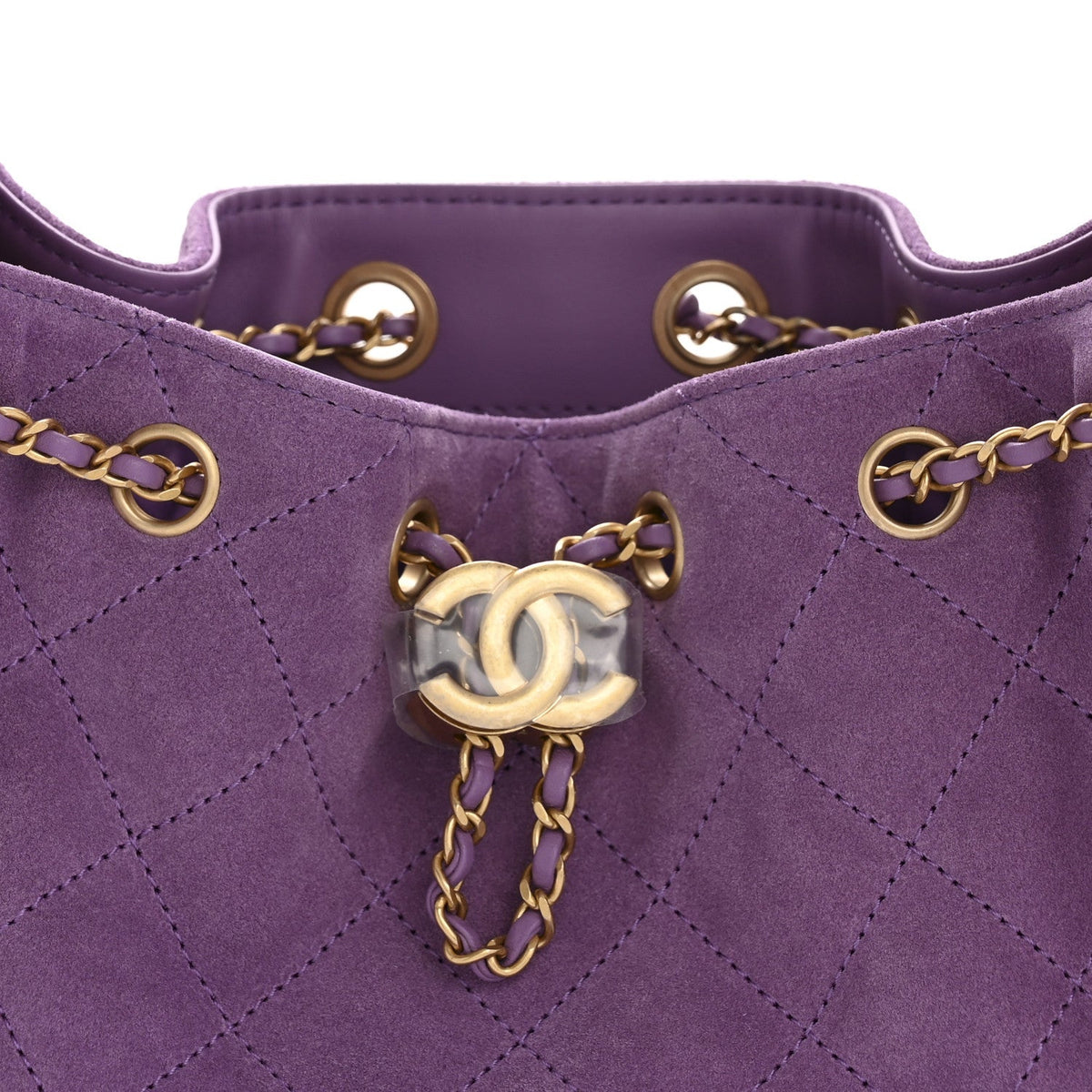 Suede Quilted Mini Chanel 25 Handbag Purple