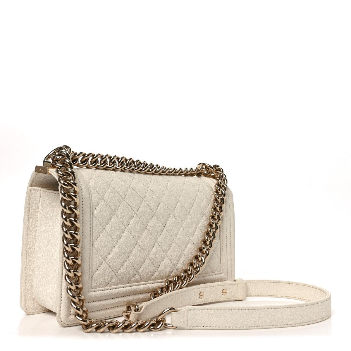 Caviar Quilted Medium Boy Flap White