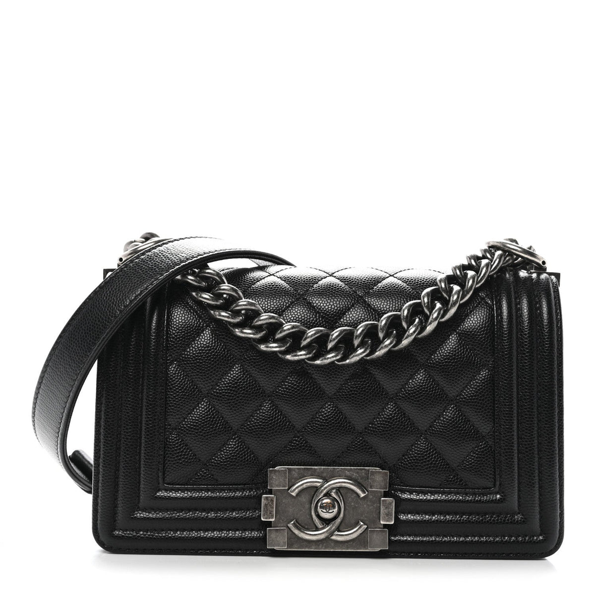 Caviar Quilted Small Boy Flap Black