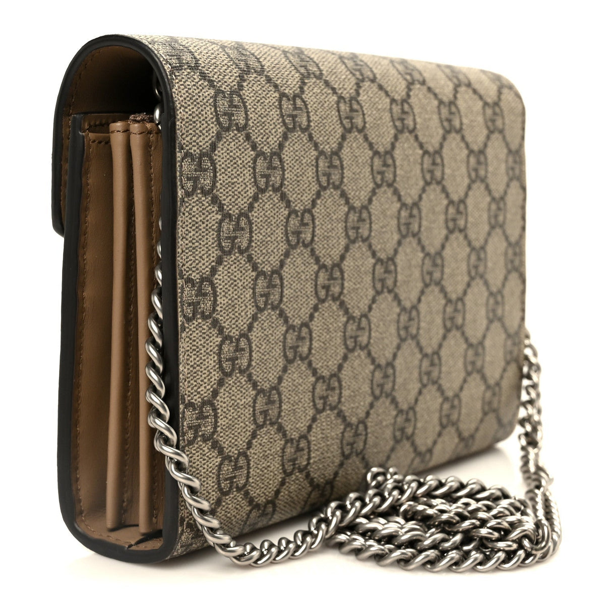 GG Supreme Monogram Mini Dionysus Chain Wallet Beige Taupe