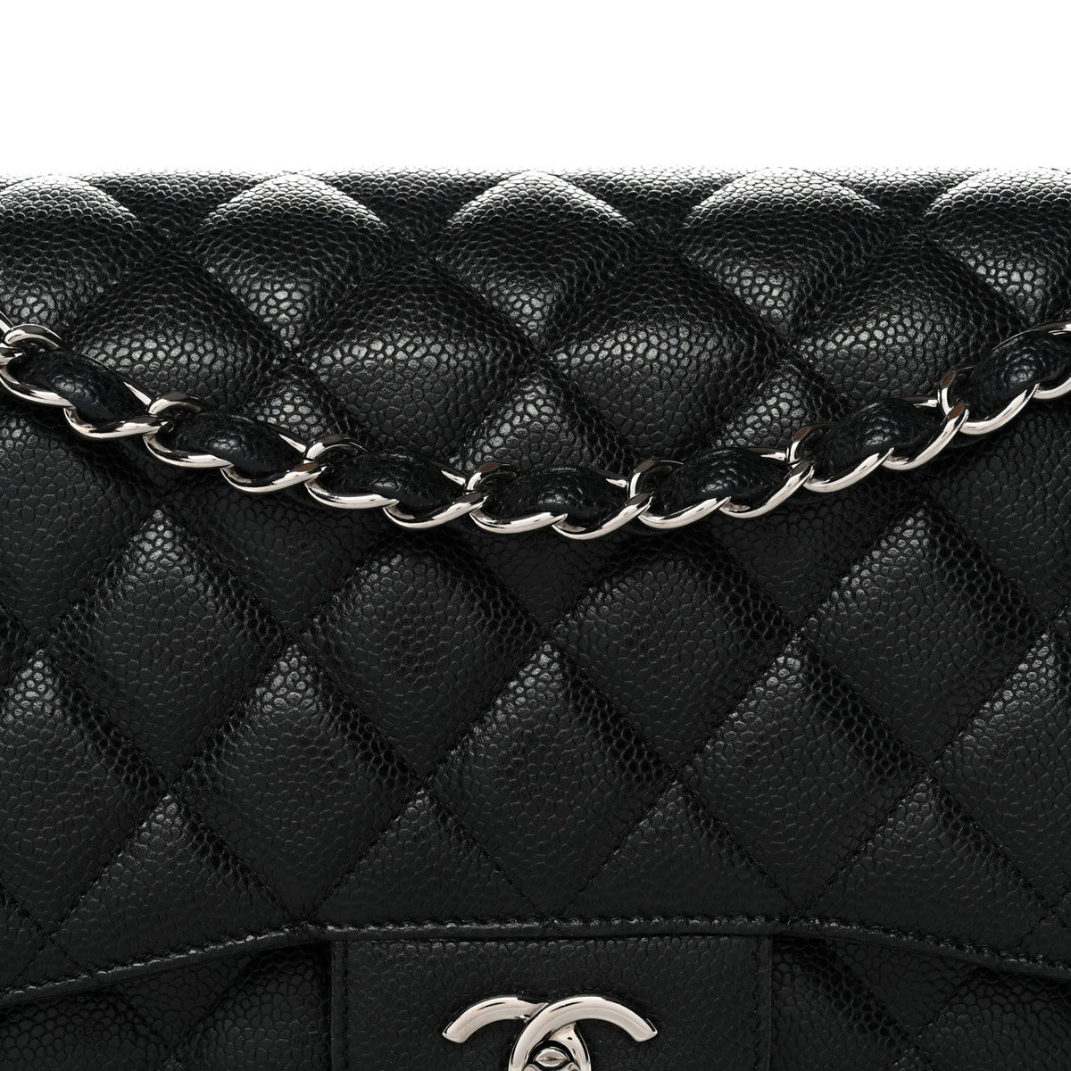 Caviar Quilted Jumbo Double Flap Black