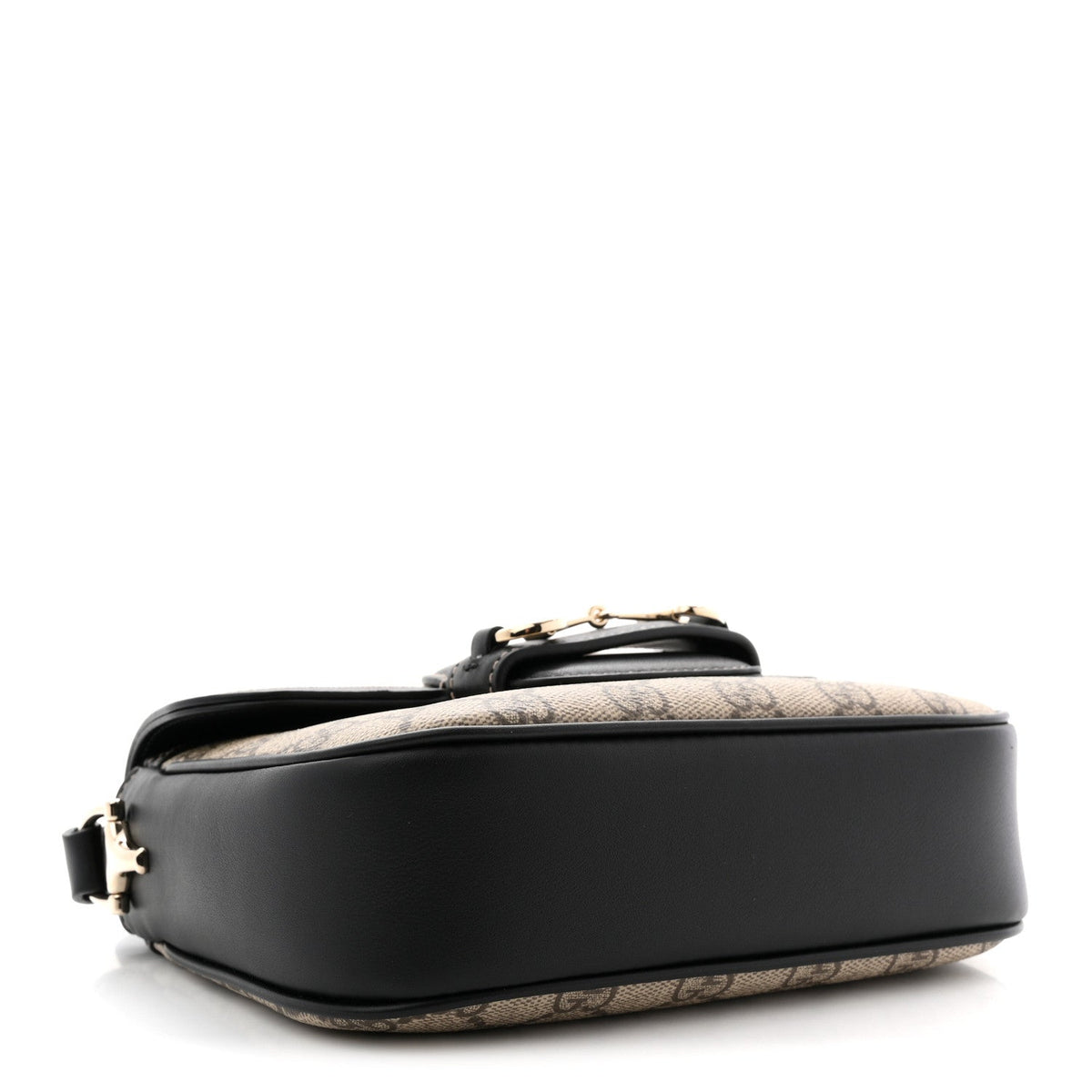 GG Supreme Monogram Horsebit 1955 Soft Small Shoulder Bag Beige Black