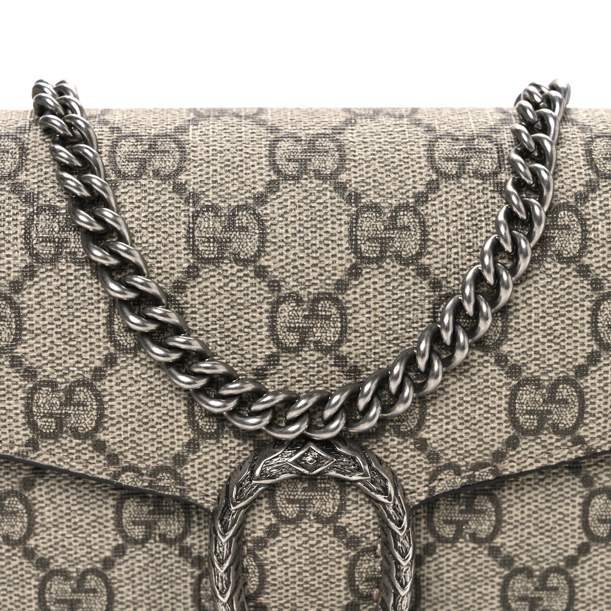 GG Supreme Monogram Mini Dionysus Chain Wallet Beige Taupe