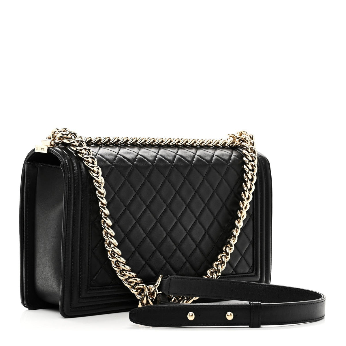 Lambskin Quilted New Medium Boy Flap Black