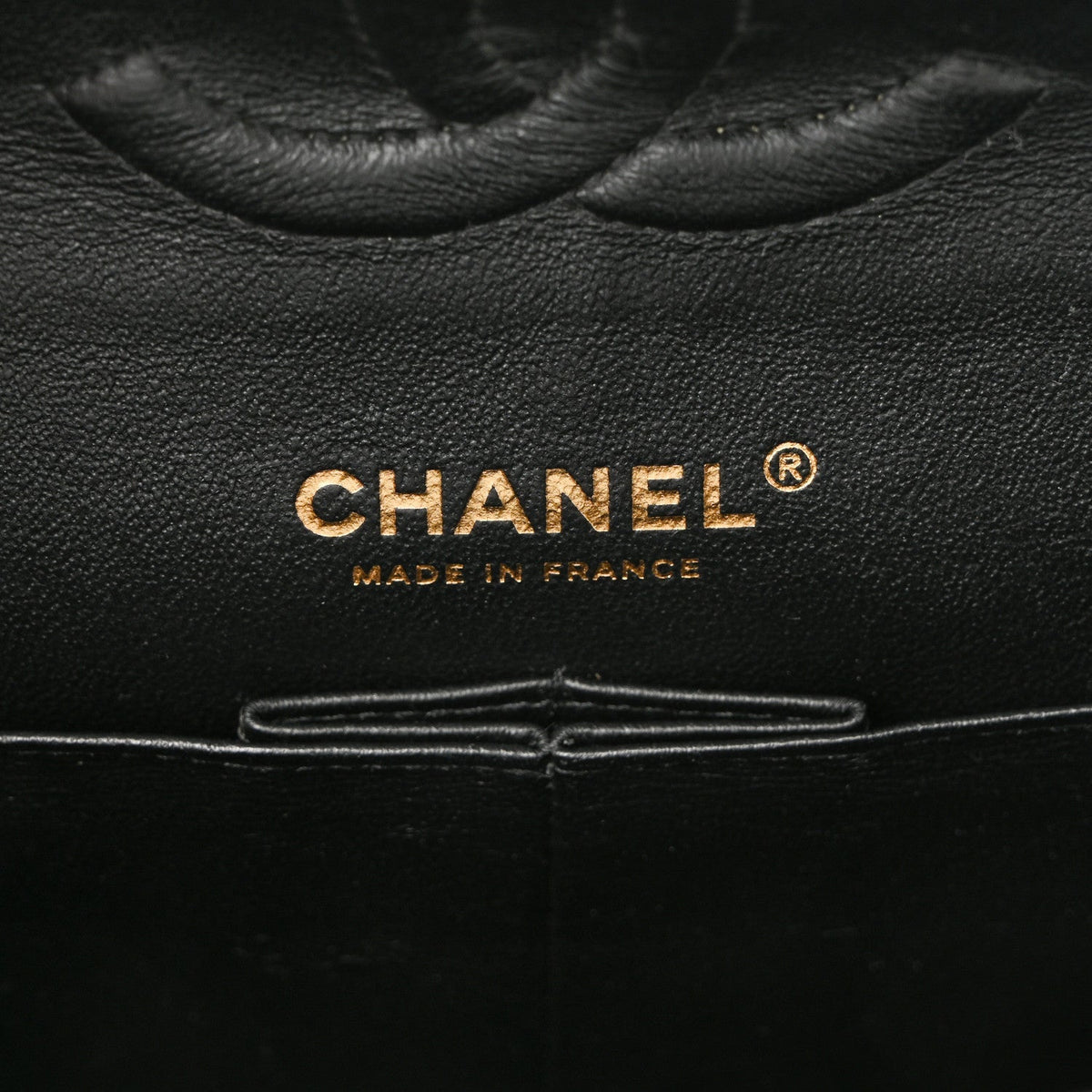Lambskin Chevron Quilted Medium Double Flap Black