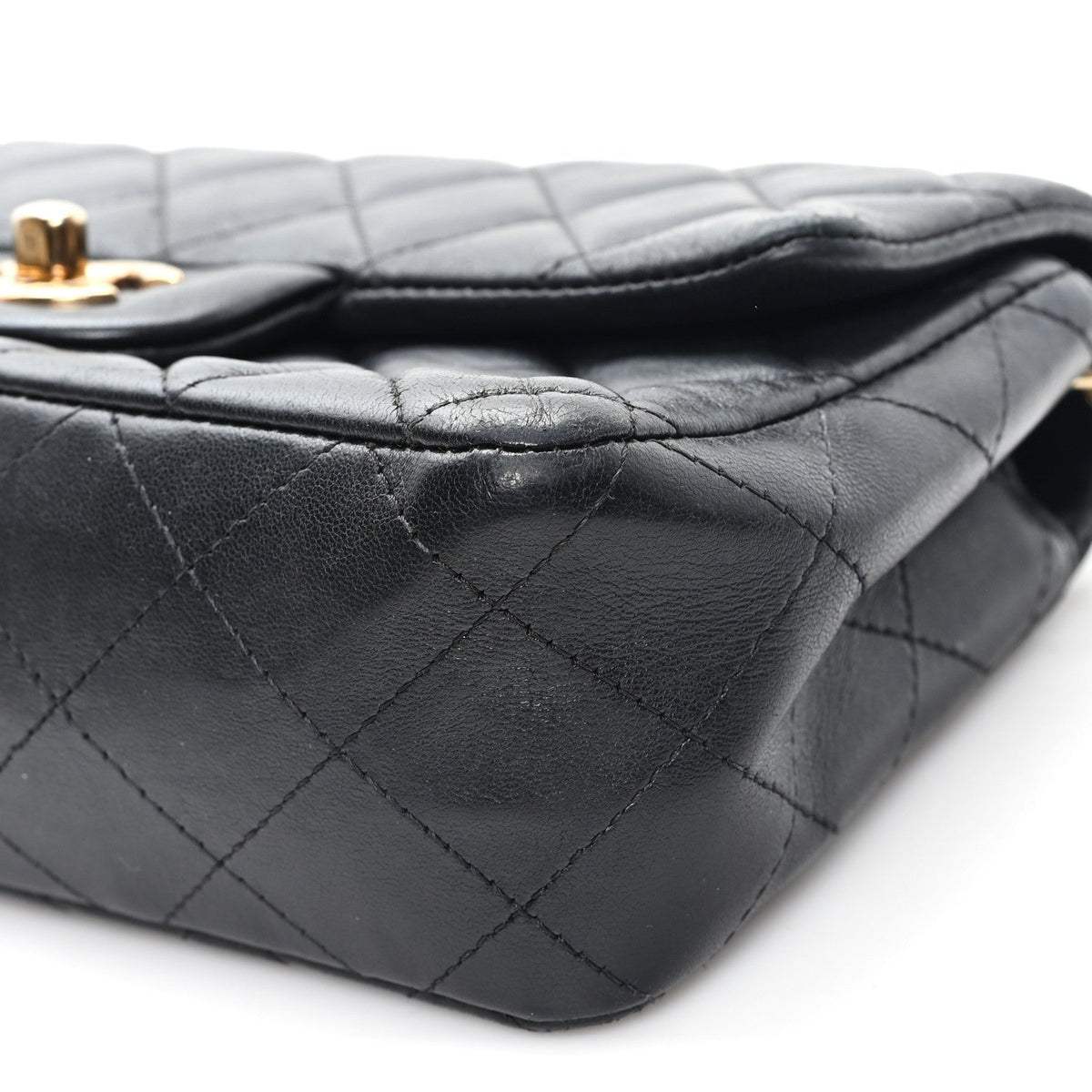 Lambskin Quilted Mini Rectangular Flap Black