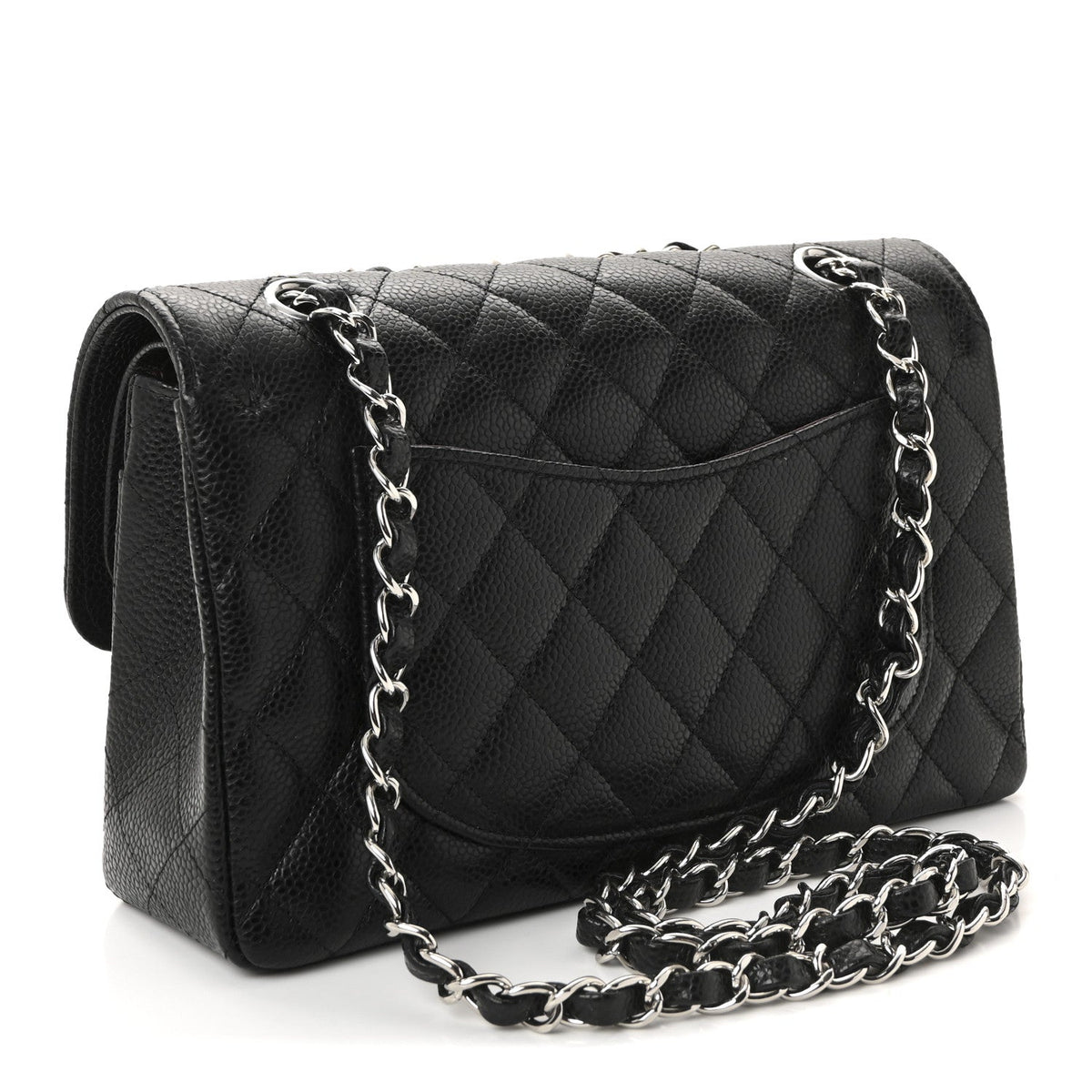 Caviar Quilted Small Double Flap Black