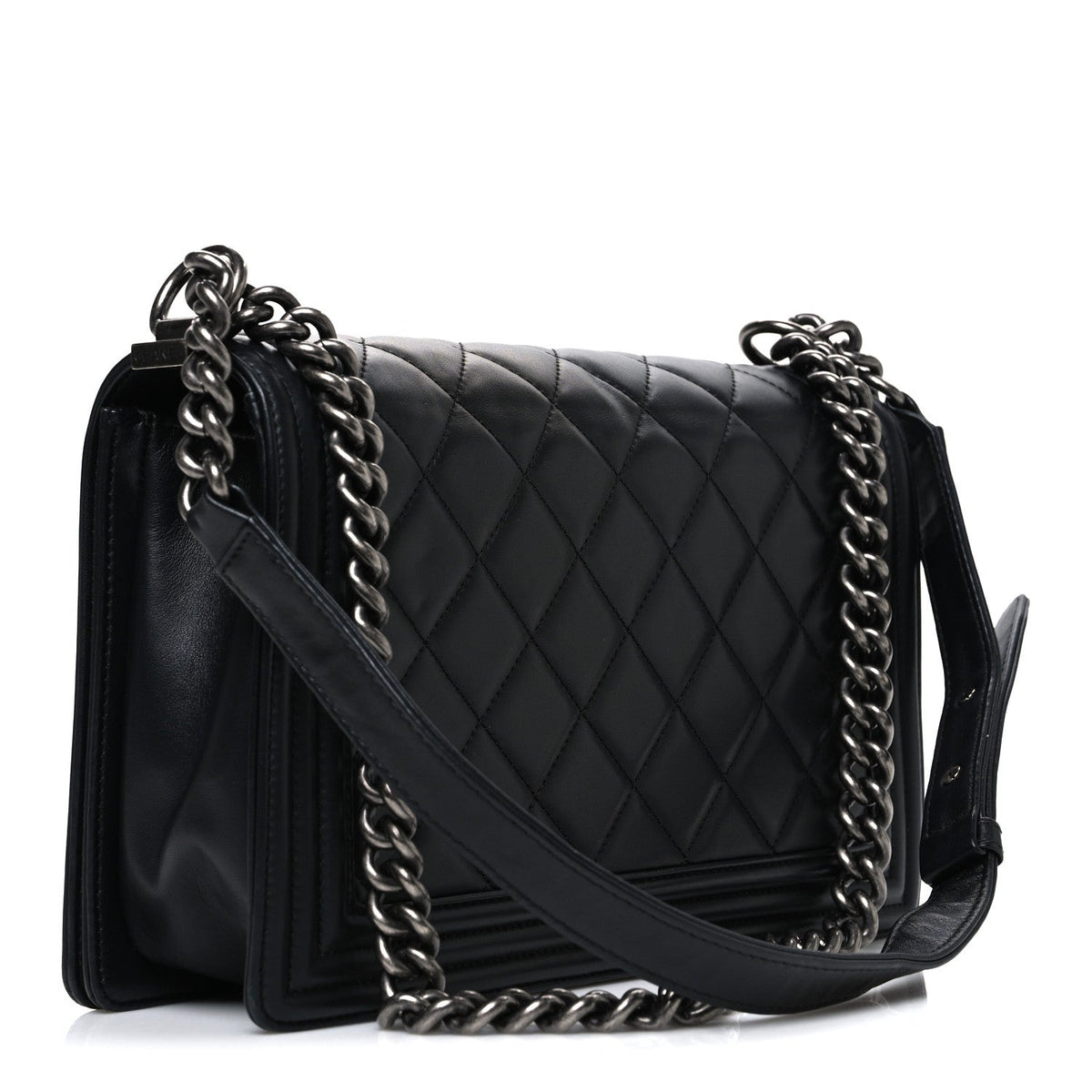 Lambskin Quilted New Medium Boy Flap Black