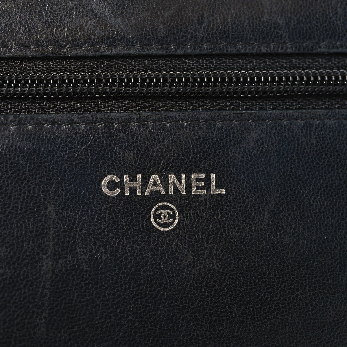 Calfskin Diamond Stitch Wallet On Chain WOC Black