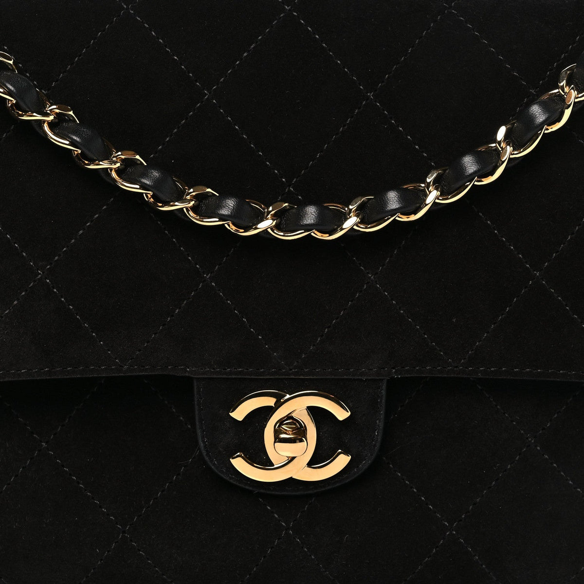 Suede Calfskin Small Souplissimo Maxi Flap Black