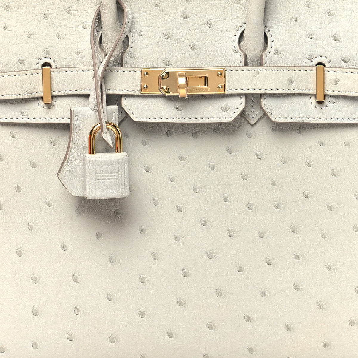 Ostrich Birkin Sellier 25 Gris Perle