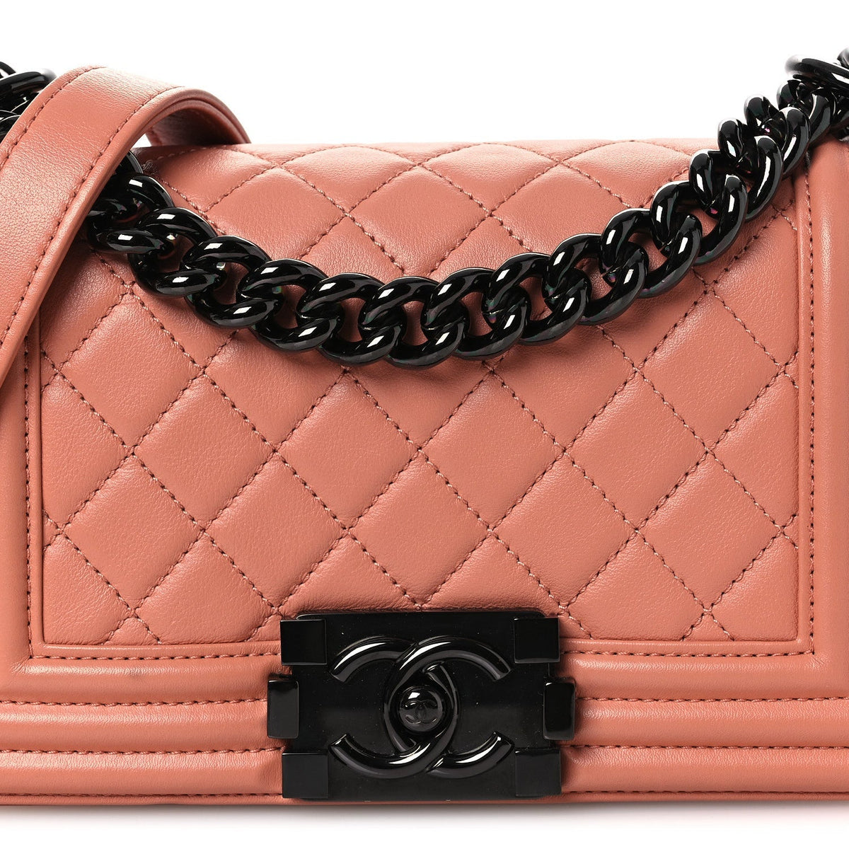Calfskin Quilted Small Boy Flap Light Pink