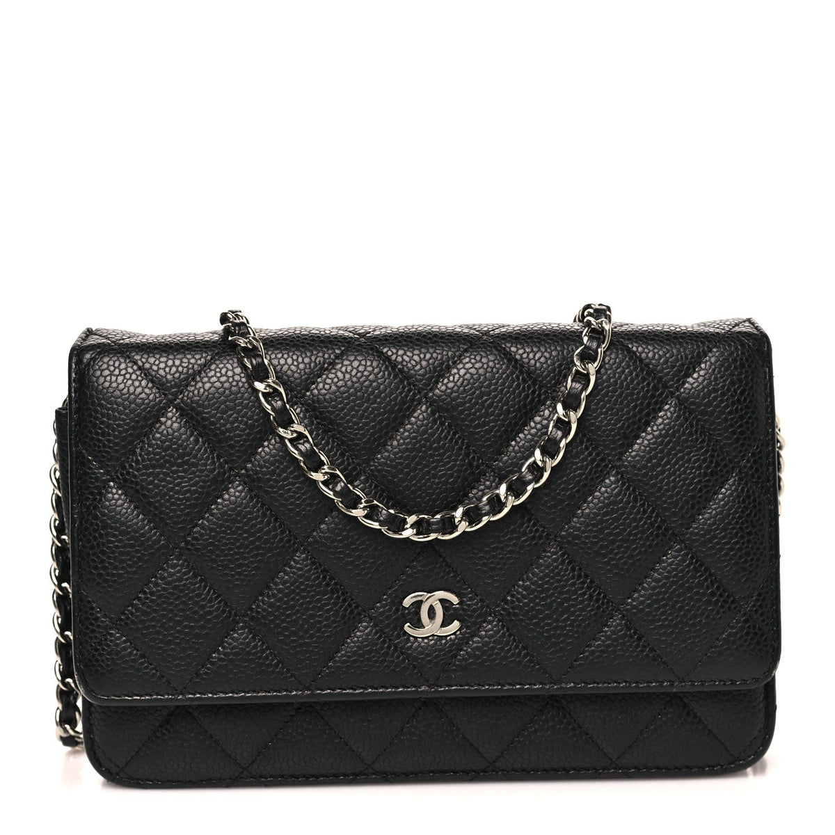 Caviar Quilted Wallet on Chain WOC Black