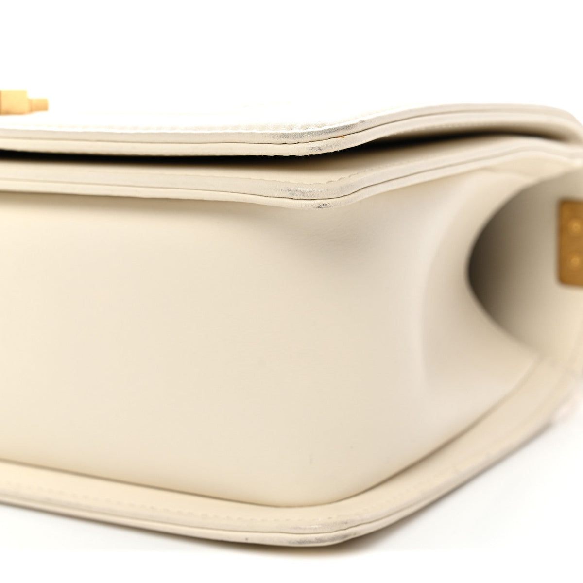 Caviar Suede Calfskin Chevron Medium Boy Flap White